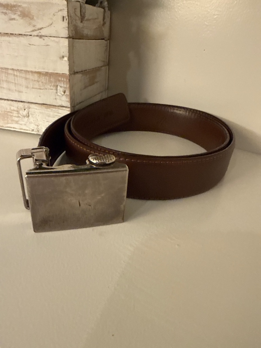 Mission Belt Brown Ratchet F233 Leather Men's No Holes Stainless Steel Buckle